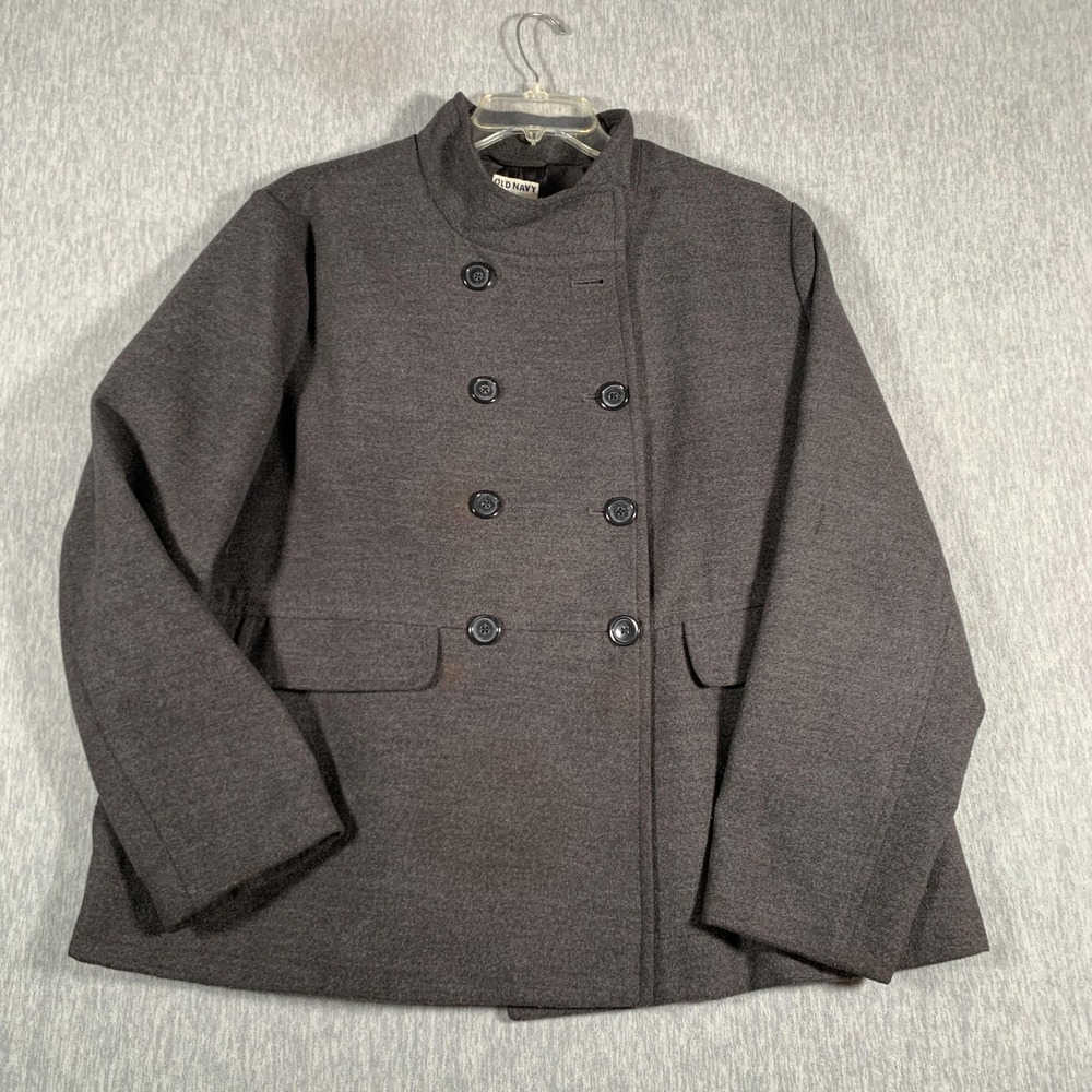 Old Navy Jacket‎ Womens 2XL Gray Double Breasted Peacoat Wool Blend Coat